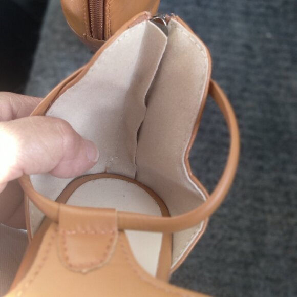 BRONZE OCHRE OPEN TOE SANDALS SHOES ZIP CLOSURE 2" HEEL SIZE 7.5 - Picture 7 of 8